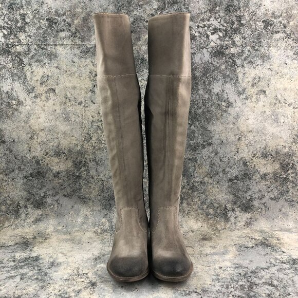Diba True Women's Size 7 Rainy Nights Grey Suede Partial Side Zip Tall OTK Boots - Picture 2 of 14
